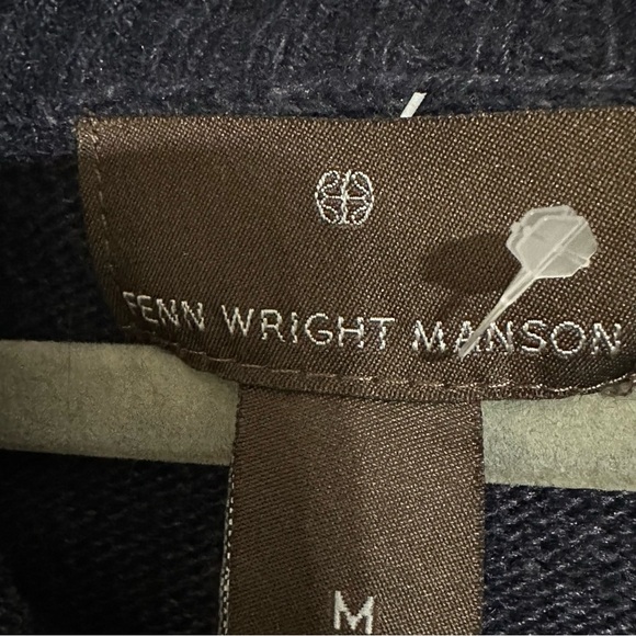 Fenn Wright Manson Women’s Cowl Neck Sweater M Navy Ribbed Angora Wool Blend - Picture 6 of 8